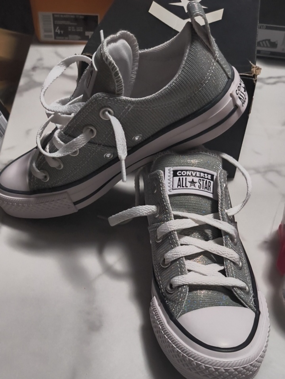 Converse Low Top Sneakers in Gray with White Trim